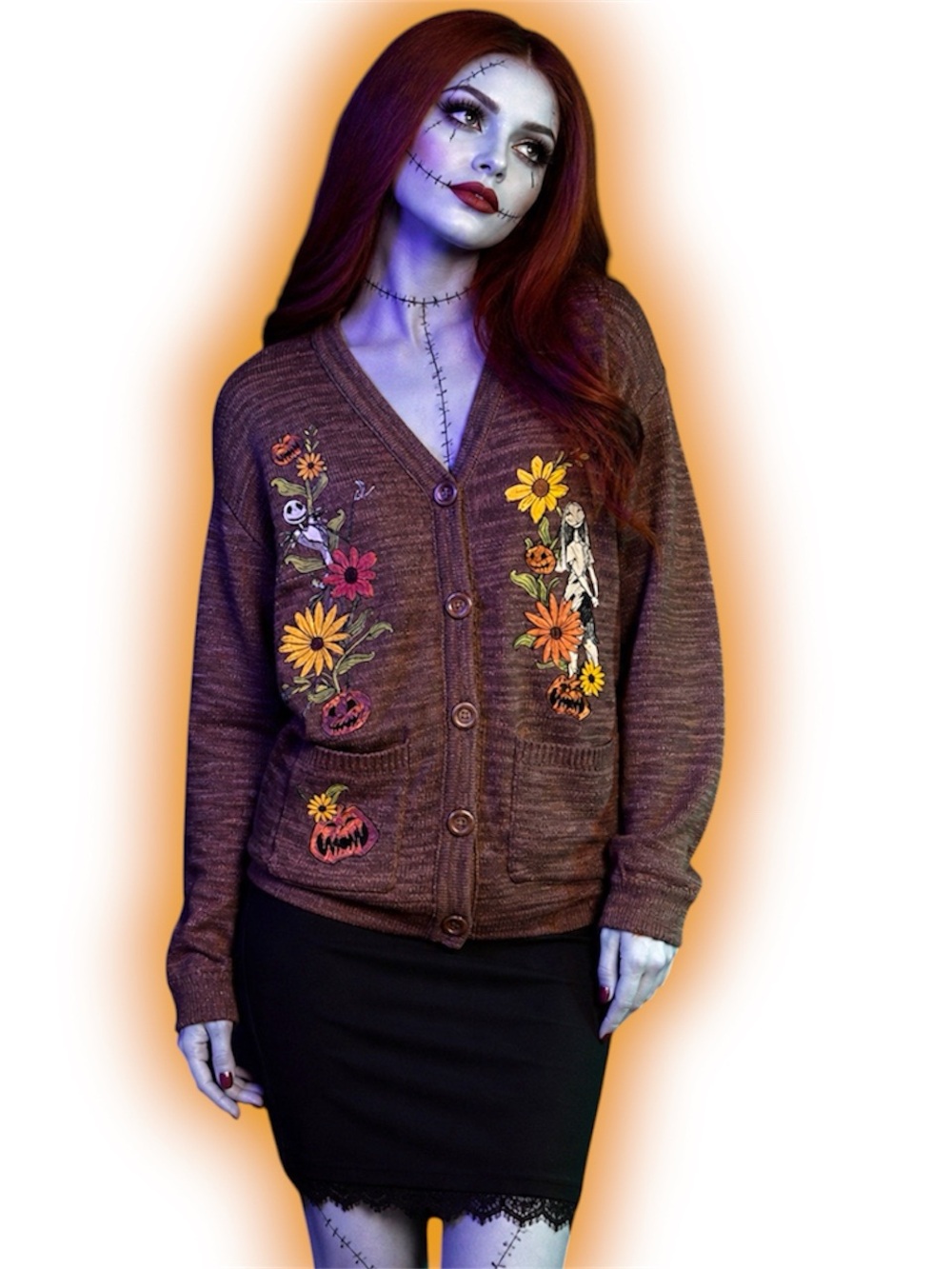 Disney Tim BurtonThe Nightmare Before Christmas Jack & Sally Floral Cardigan